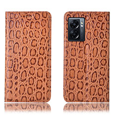 Funda de Cuero Cartera con Soporte Carcasa H16P para Realme Q5i 5G Marron Claro