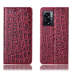 Funda de Cuero Cartera con Soporte Carcasa H16P para Realme V23i 5G Rojo