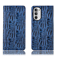 Funda de Cuero Cartera con Soporte Carcasa H17P para Motorola Moto Edge (2022) 5G Azul