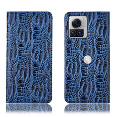 Funda de Cuero Cartera con Soporte Carcasa H17P para Motorola Moto Edge 30 Ultra 5G Azul