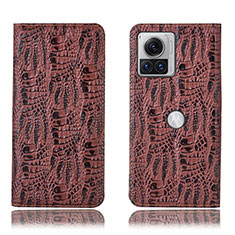 Funda de Cuero Cartera con Soporte Carcasa H17P para Motorola Moto Edge 30 Ultra 5G Marron