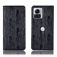 Funda de Cuero Cartera con Soporte Carcasa H17P para Motorola Moto Edge 30 Ultra 5G Negro