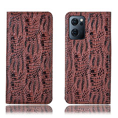 Funda de Cuero Cartera con Soporte Carcasa H17P para OnePlus Nord CE 2 5G Marron