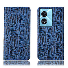 Funda de Cuero Cartera con Soporte Carcasa H17P para Oppo A18 Azul