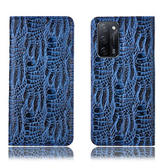 Funda de Cuero Cartera con Soporte Carcasa H17P para Oppo A53s 5G Azul