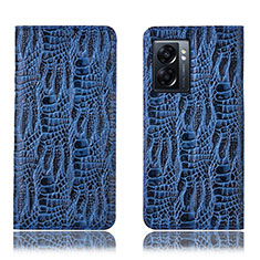 Funda de Cuero Cartera con Soporte Carcasa H17P para Oppo A77 5G Azul