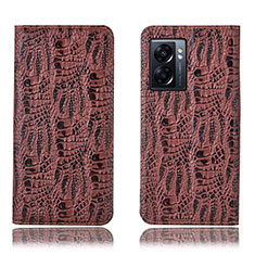 Funda de Cuero Cartera con Soporte Carcasa H17P para Oppo A77 5G Marron