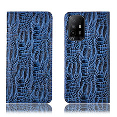 Funda de Cuero Cartera con Soporte Carcasa H17P para Oppo A95 5G Azul