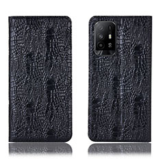 Funda de Cuero Cartera con Soporte Carcasa H17P para Oppo A95 5G Negro