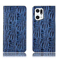 Funda de Cuero Cartera con Soporte Carcasa H17P para Oppo Find X5 5G Azul