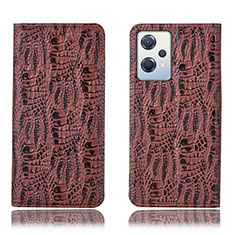 Funda de Cuero Cartera con Soporte Carcasa H17P para Oppo K10X 5G Marron