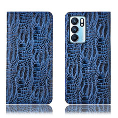 Funda de Cuero Cartera con Soporte Carcasa H17P para Oppo Reno6 5G Azul