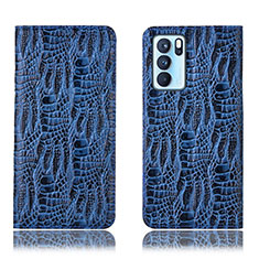 Funda de Cuero Cartera con Soporte Carcasa H17P para Oppo Reno6 Pro 5G India Azul