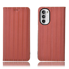 Funda de Cuero Cartera con Soporte Carcasa H18P para Motorola Moto Edge (2022) 5G Marron