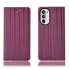 Funda de Cuero Cartera con Soporte Carcasa H18P para Motorola Moto Edge (2022) 5G Rojo Rosa