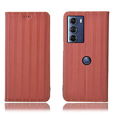 Funda de Cuero Cartera con Soporte Carcasa H18P para Motorola Moto Edge S30 5G Marron