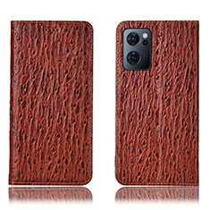 Funda de Cuero Cartera con Soporte Carcasa H18P para OnePlus Nord CE 2 5G Marron