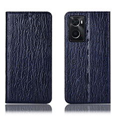 Funda de Cuero Cartera con Soporte Carcasa H18P para Oppo A36 Azul