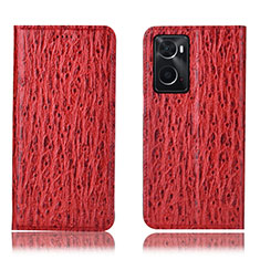 Funda de Cuero Cartera con Soporte Carcasa H18P para Oppo A36 Rojo