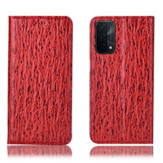 Funda de Cuero Cartera con Soporte Carcasa H18P para Oppo A54 5G Rojo