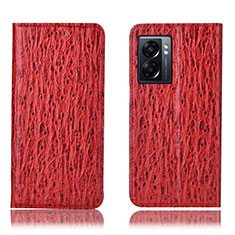 Funda de Cuero Cartera con Soporte Carcasa H18P para Oppo A57 5G Rojo