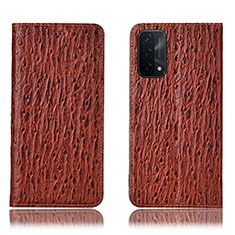 Funda de Cuero Cartera con Soporte Carcasa H18P para Oppo A74 5G Marron