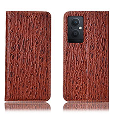 Funda de Cuero Cartera con Soporte Carcasa H18P para Oppo A96 5G Marron