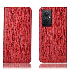 Funda de Cuero Cartera con Soporte Carcasa H18P para Oppo A96 5G Rojo