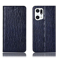 Funda de Cuero Cartera con Soporte Carcasa H18P para Oppo Find X5 5G Azul