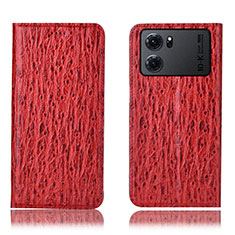 Funda de Cuero Cartera con Soporte Carcasa H18P para Oppo K10 5G Rojo