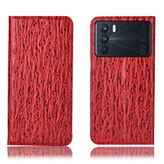 Funda de Cuero Cartera con Soporte Carcasa H18P para Oppo K9 Pro 5G Rojo