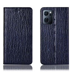 Funda de Cuero Cartera con Soporte Carcasa H18P para Oppo Reno7 5G Azul