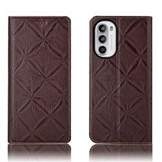 Funda de Cuero Cartera con Soporte Carcasa H19P para Motorola Moto Edge (2022) 5G Marron