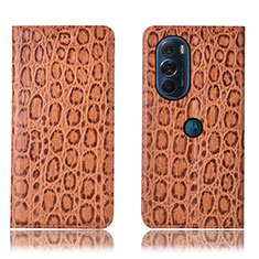 Funda de Cuero Cartera con Soporte Carcasa H19P para Motorola Moto Edge 30 Pro 5G Marron Claro