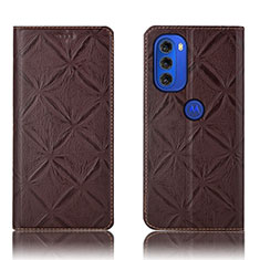 Funda de Cuero Cartera con Soporte Carcasa H19P para Motorola Moto G51 5G Marron