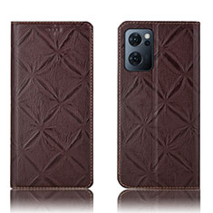 Funda de Cuero Cartera con Soporte Carcasa H19P para OnePlus Nord CE 2 5G Marron