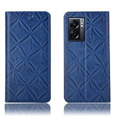 Funda de Cuero Cartera con Soporte Carcasa H19P para Oppo A57 5G Azul