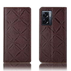 Funda de Cuero Cartera con Soporte Carcasa H19P para Oppo K10 5G India Marron