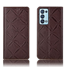 Funda de Cuero Cartera con Soporte Carcasa H19P para Oppo Reno6 Pro+ Plus 5G Marron