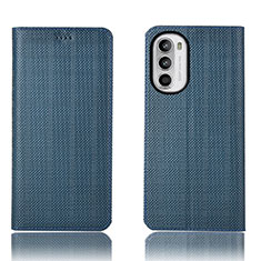 Funda de Cuero Cartera con Soporte Carcasa H20P para Motorola Moto Edge (2022) 5G Azul