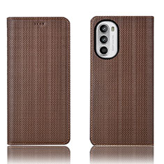 Funda de Cuero Cartera con Soporte Carcasa H20P para Motorola Moto Edge (2022) 5G Marron