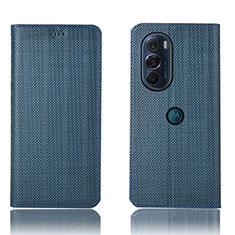 Funda de Cuero Cartera con Soporte Carcasa H20P para Motorola Moto Edge Plus (2022) 5G Azul