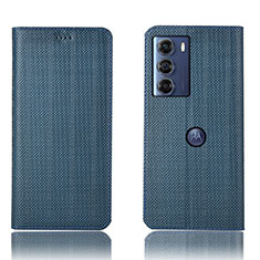 Funda de Cuero Cartera con Soporte Carcasa H20P para Motorola Moto G200 5G Azul