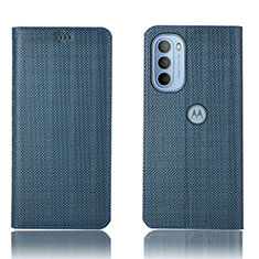 Funda de Cuero Cartera con Soporte Carcasa H20P para Motorola Moto G31 Azul