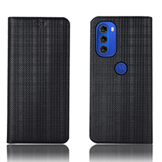 Funda de Cuero Cartera con Soporte Carcasa H20P para Motorola Moto G51 5G Negro