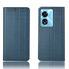 Funda de Cuero Cartera con Soporte Carcasa H20P para Oppo A1 5G Azul