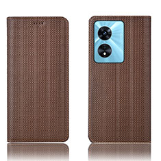 Funda de Cuero Cartera con Soporte Carcasa H20P para Oppo A1 Pro 5G Marron