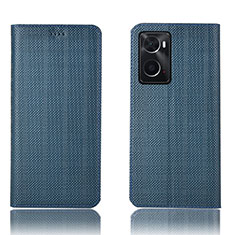 Funda de Cuero Cartera con Soporte Carcasa H20P para Oppo A36 Azul