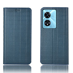 Funda de Cuero Cartera con Soporte Carcasa H20P para Oppo A38 Azul