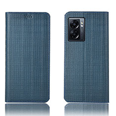 Funda de Cuero Cartera con Soporte Carcasa H20P para Oppo A56S 5G Azul